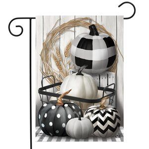 Black & White Pumpkins Garden Flag